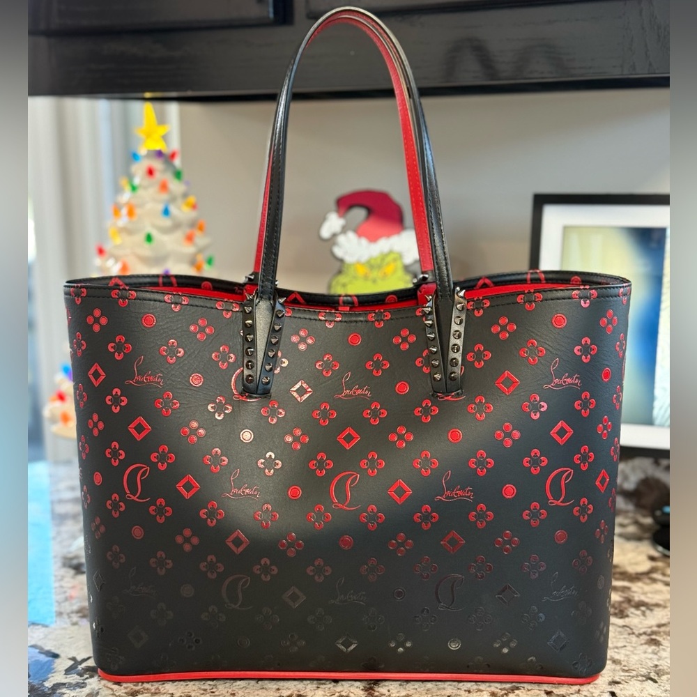 Christian Louboutin Large Cabata Loubinthesky Red and Black Tote Bag LIKE NEW! - Picture 2 of 14